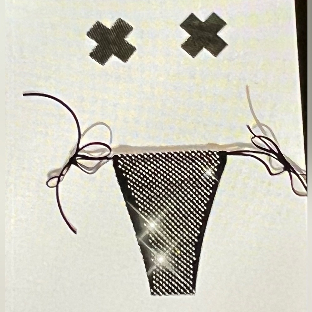 NWT Dolls Kill Neva Nude Shiney Hiney Iridescent Rhinestone Pasties & Panty Set